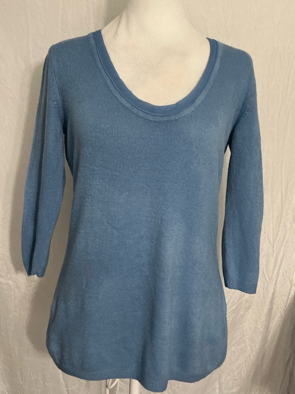 New York & Company Dusty Blue Scoop Neck Sweater